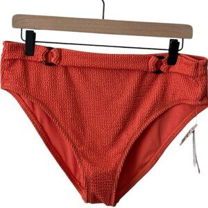 Time and Tru Orange Swimsuit High Waist Bikini Fit Brief Bottom, NWT